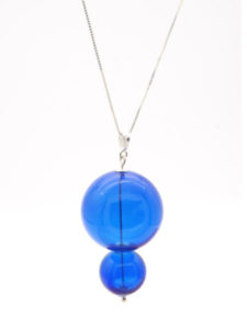 collier 2 boules soufflées bleu