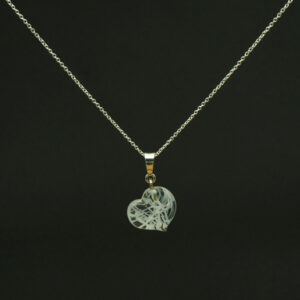 Collier cœur en verre blanc transparent - argent